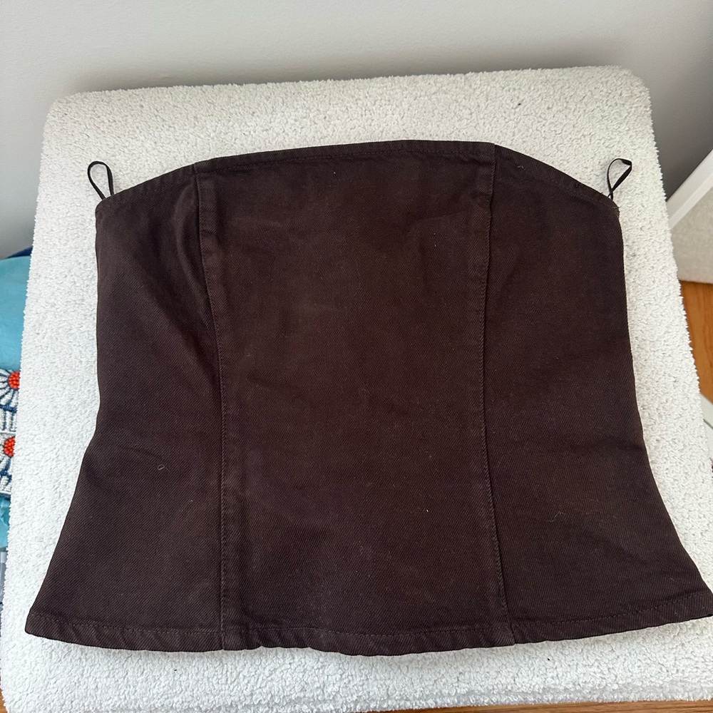 Zara “Jean” Brown Strapless Corset Top
